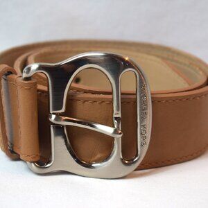 Michael Kors Women Medium Light Brown  Leather Belt Silver Buckle 553811